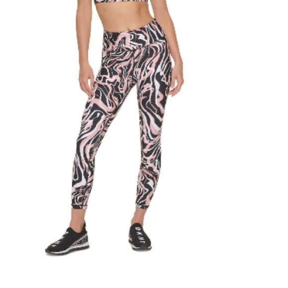 DKNY Women's Marble Print 7/8 Leggings pants Red Size Small - Picture 5 of 10